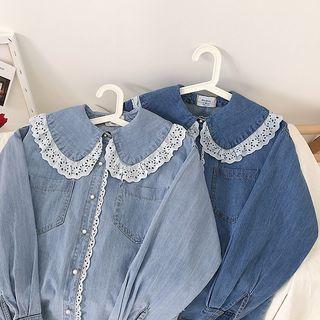 Lace Collar Loose-fit Denim Jacket