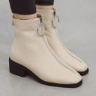 Block Heel Zip Detail Short Boots