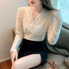 Long-sleeve V-neck Lace Top (various Designs)
