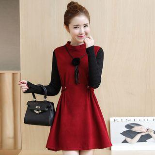 Long Sleeve Woolen A-line Dress