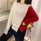 Two-tone Cold-shoulder Sweater
