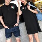 Couple Matching Embroidered Short-sleeve Polo Shirt / Short-sleeve Polo Shirt Dress