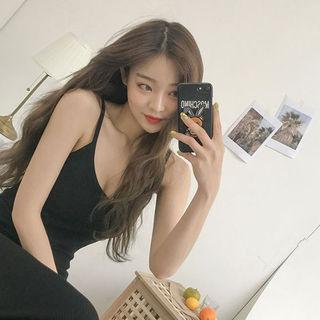 Spaghetti-strap Long Knit Bodycon Dress