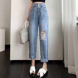 Distressed Tapered Cropped Jeans (various Designs)