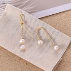 Non Matching Knot Faux Pearl Drop Earring 1 Pair - E731 - S925 Silver - Earrings -