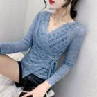 V-neck Tie-strap Lace Top