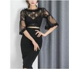 Lace Panel Cut Out Bodycon Dress