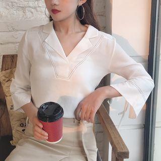 Stitched 3/4 Sleeve Blouse