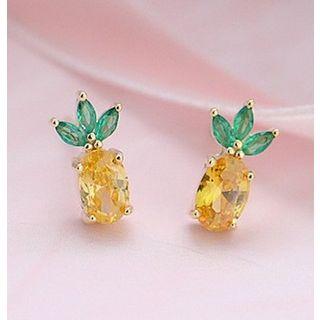 925 Sterling Silver Rhinestone Pineapple Earring