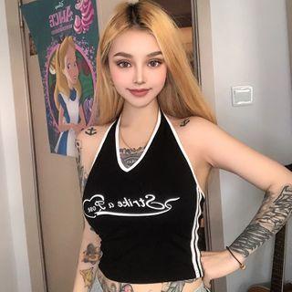 Halter-neck Heart Print Camisole Top