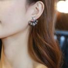 Non-matching Faux Pearl Rhinestone Swing Earring As Shown In Figure - One Size