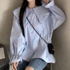 Doll-collar Button-up Blouse Blue - One Size