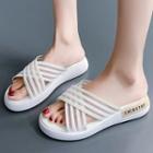 Striped Lettering Slide Sandals