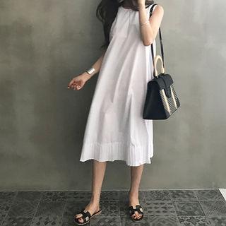 Sleeveless Pleat-hem Midi Dress