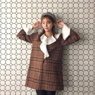 Ruffled Check Shift Dress