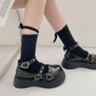 Heart Buckle Strappy Platform Mary Jane Shoes