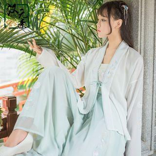 Spaghetti Strap Top/ Jacket/ Wide-leg Pants/ Hooded Cape/ Hanfu Set