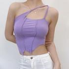 Asymmetrical Ribbed Crop Camisole Top