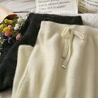 Ribbon-front Furry Midi Skirt