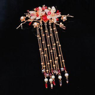 Rhinestone Flower Fringe Hair Comb As Shown In Figure - One Size