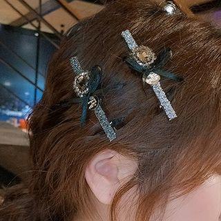 Retro Rhinestone Bow Hair Clip
