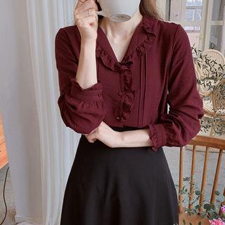 Frilled-trim Seam-detail Blouse