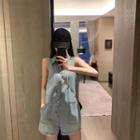 Sleeveless Wide Leg Denim Romper