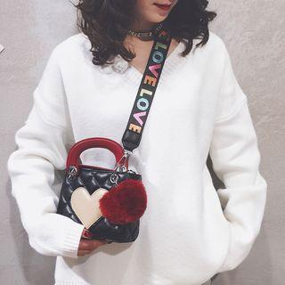 Heart Applique Quilted Crossbody Bag