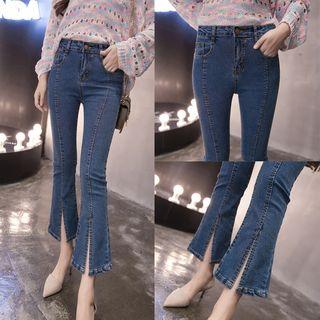 Cropped Boot-cut Split Jeans