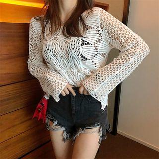 Long Sleeve Lace Cover-up White - One Size