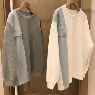 Color-block Round Neck Long-sleeved Sweater