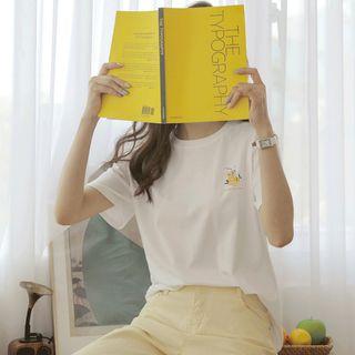 Illustration-printed Textured T-shirt