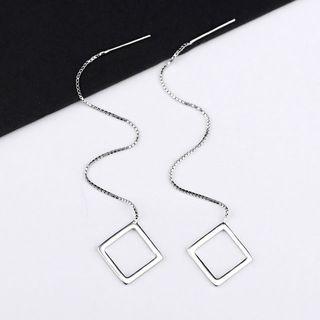 925 Sterling Silver Square Dangle Earring Silver - One Size