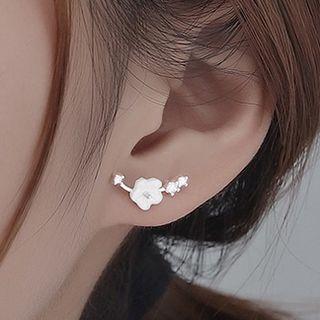 Flower Sterling Silver Earring 1 Pair - White Flower - Silver - One Size
