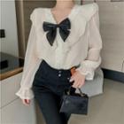 Bow Accent Ribbon Blouse
