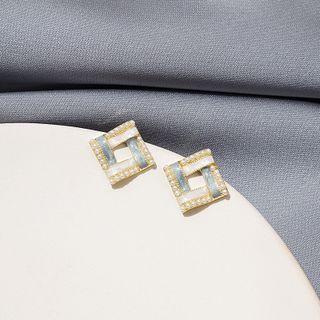 Geometry Stud Earring 1 Pair - E1847 - 5 - Gold & White - One Size