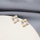 Geometry Stud Earring 1 Pair - E1847 - 5 - Gold & White - One Size