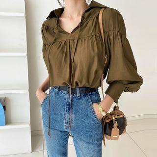 Tie-neck Shirred Shirt
