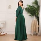 3/4-sleeve Chiffon A-line Evening Gown