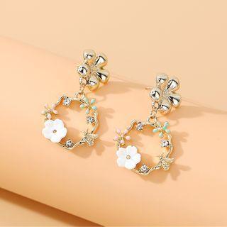 Flower Hoop Drop Earring 1 Pair - As Shown In Figure - One Size