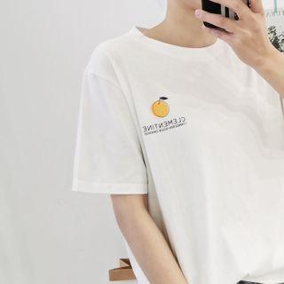 Printed Orange Short-sleeved Top
