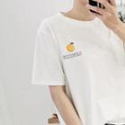 Printed Orange Short-sleeved Top