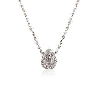 Rhinestone Drop Pendant Necklace Silver - One Size