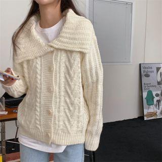 Large Lapel Linen Flower Sweater Jacket