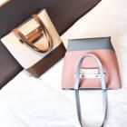Set: Two Tone Tote Bag + Plaid Zipper Bag