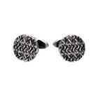 Simple Vintage Geometric Circular Pattern Cufflinks Silver - One Size