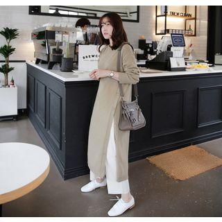 Button-side Wool Blend Long Knit Dress