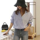 Asymmetric-trim Striped Shirt