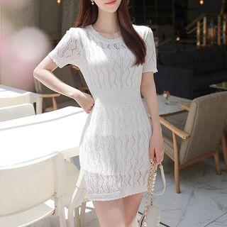 Scallop-edge Pointelle-knit Dress