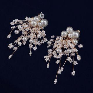 Faux Pearl Floral Earring 1 Pair - Gold - One Size